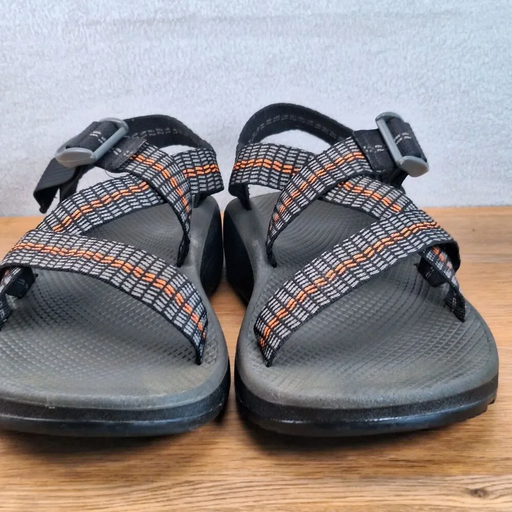 Chaco Z/Cloud Men's 8 Sport Sandals Traffic Orange Gray Webbing Adjustable